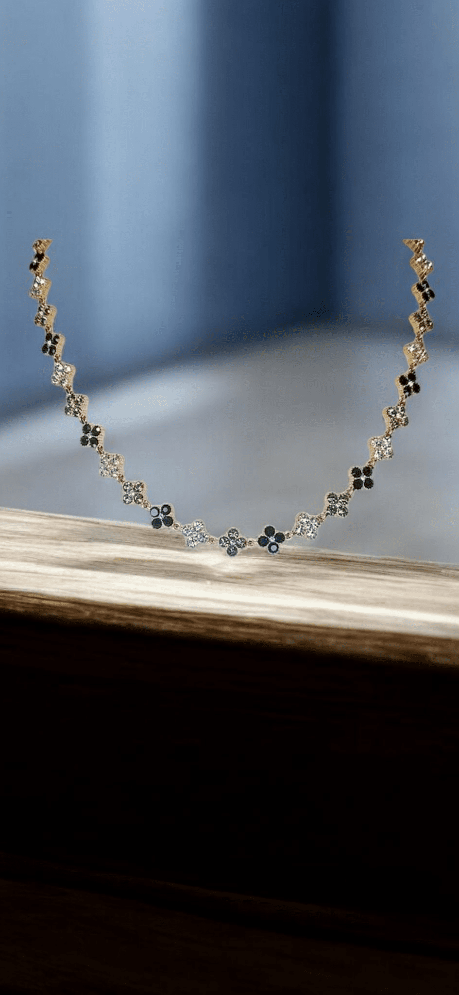 Collier Trèfles Strass Acier inoxydable - Claudine Biker Shop